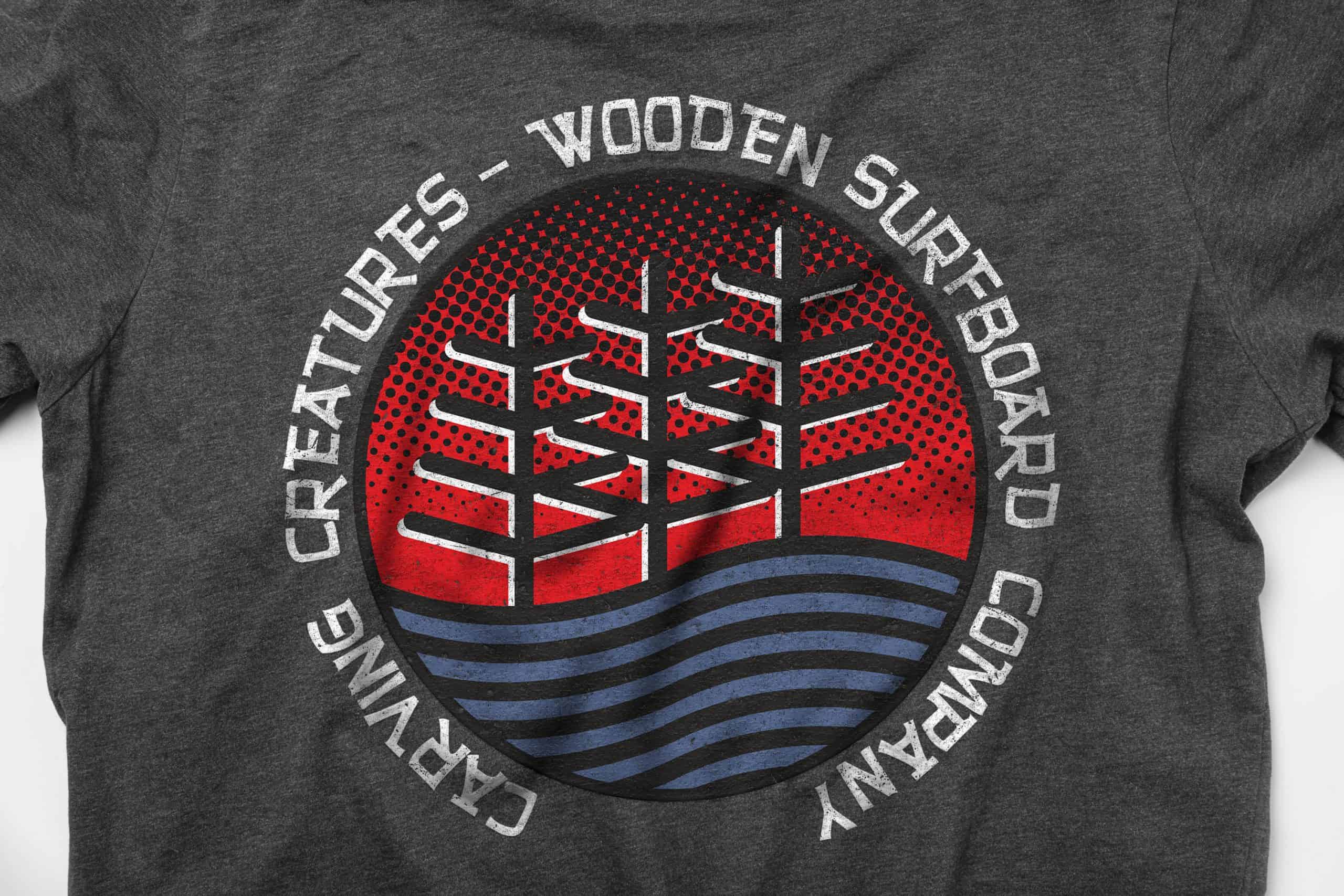 carving creatures wooden surfboard company cotton t-shirt