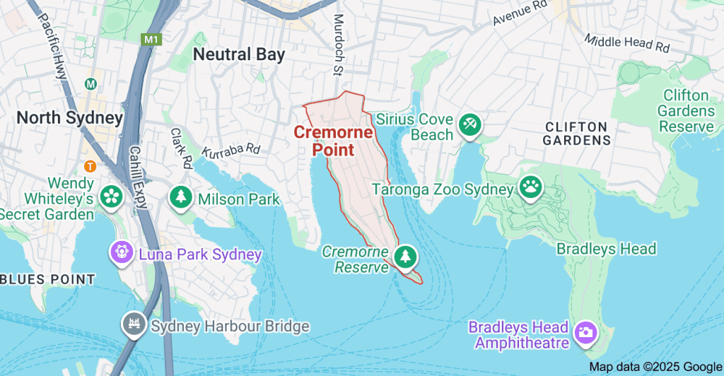 Cremorne Point logo design google map