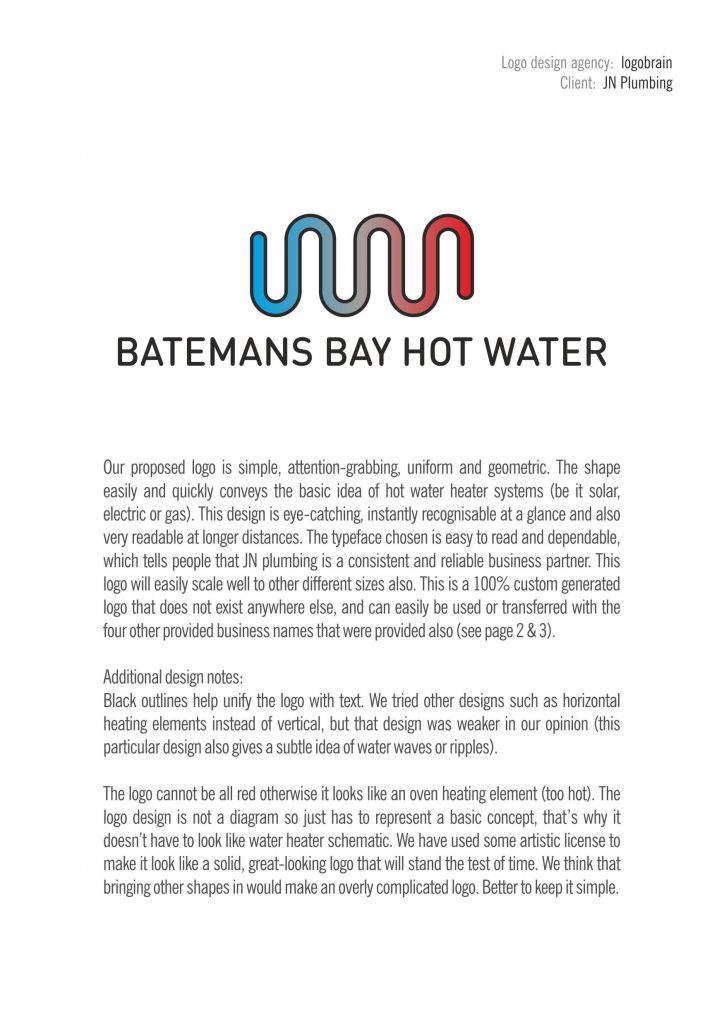 batemans bay hot water plumbing logo design rationale