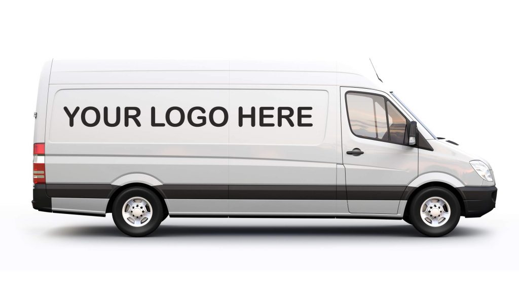 Professional custom designed logo vinyl decal stickers for commercial light vehicles and cargo vans.