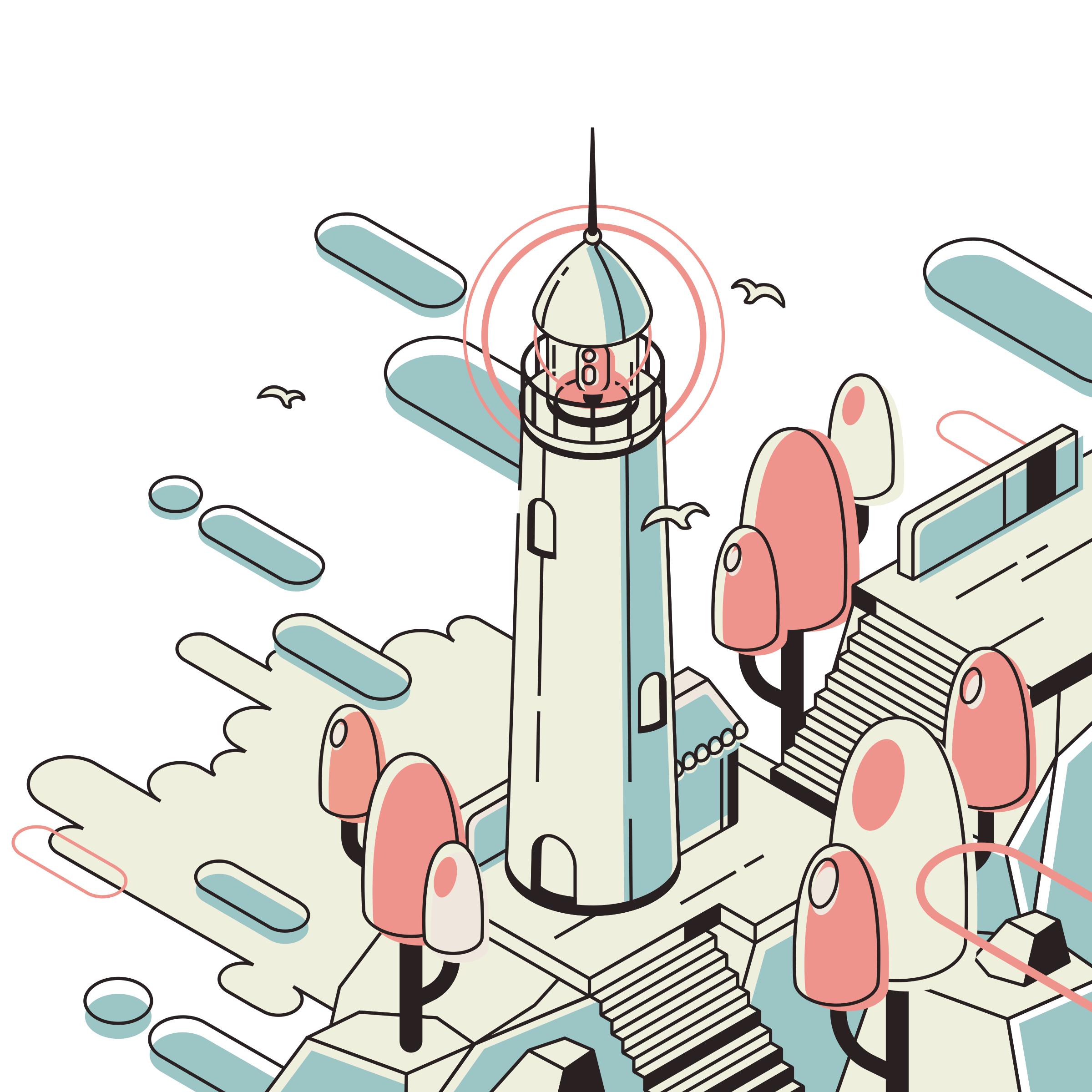 logo design FAQs lighthouse illustration